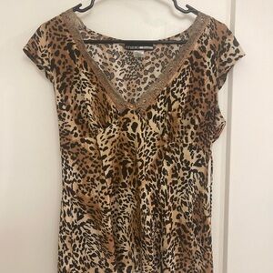 Vintage Babydoll Y2K Leopard Print V-Neck Blouse Coquet Streetwear